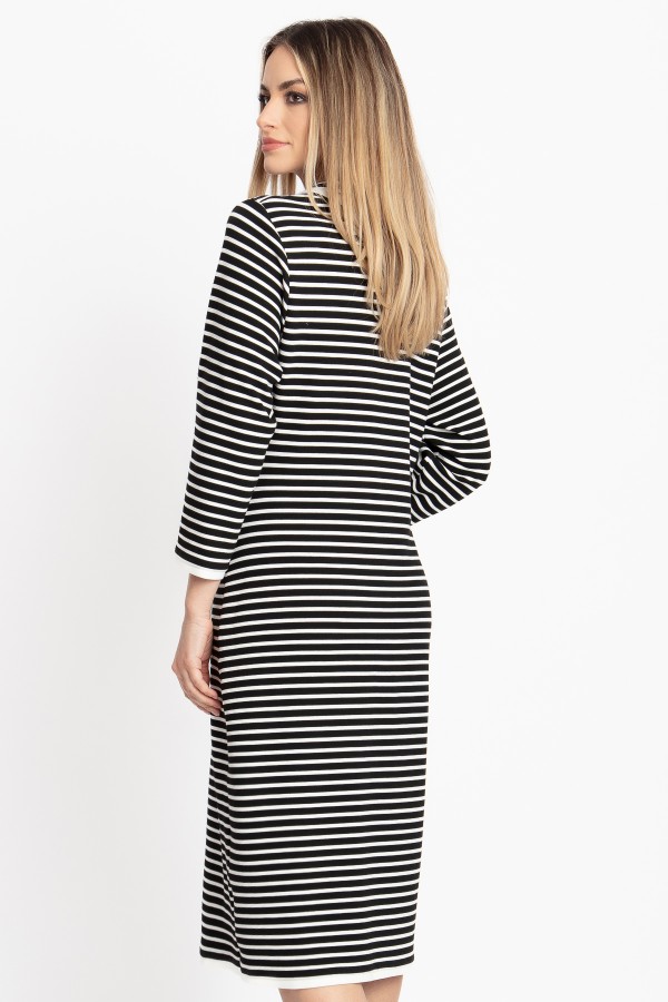 Sierra black striped fabric day dress