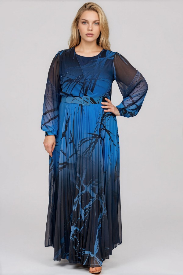Rochie eleganta lunga Crina albastra