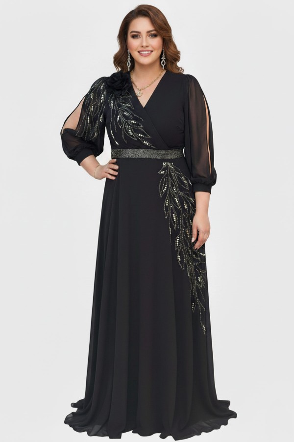 Rochie eleganta din voal lunga Sienna negru