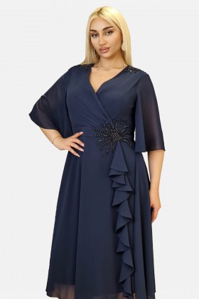 Rochie eleganta Ivona din voal bleumarin