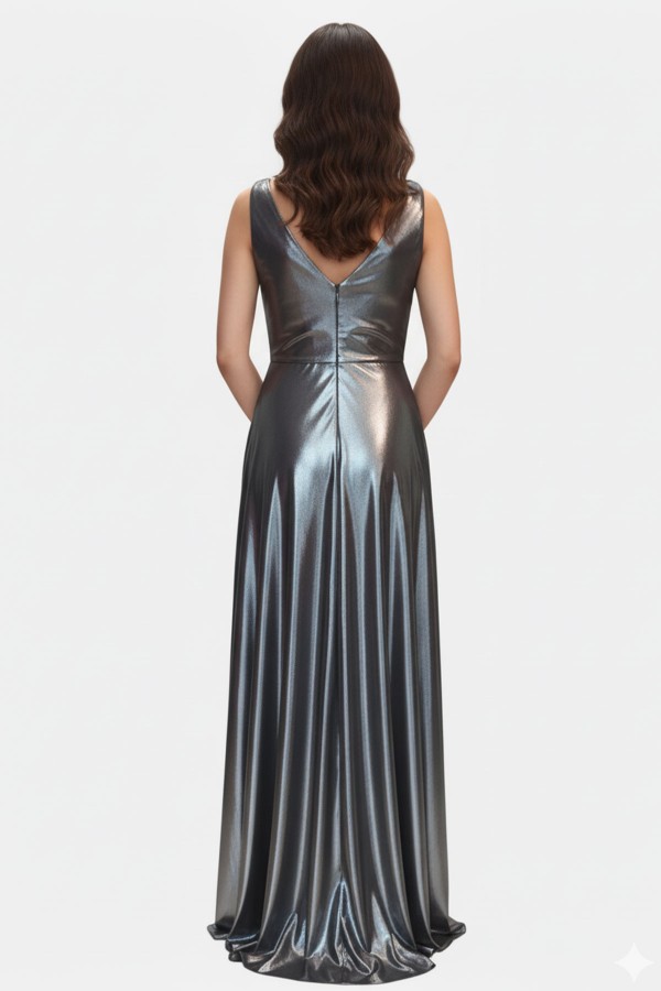Rochie eleganta Silvia din lurex gri