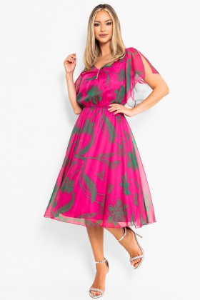 Rochie eleganta Daria din voal ciclam