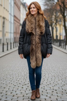 Geaca cu blana naturala Ania neagra