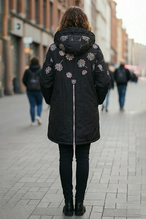 Geaca din fas matlasat Erin neagra